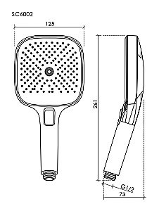 Душевая лейка Sancos Nok square SC6002CH-W хром/белый купить в интернет-магазине сантехники Sanbest