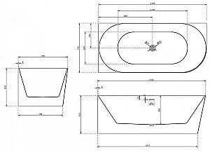 Акриловая ванна Abber AB9258-1.7 170х78 купить в интернет-магазине Sanbest