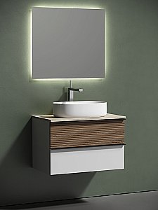 Тумба с раковиной Sancos DELTA 80 со столешницей, дуб светлый/белая для ванной в интернет-магазине Sanbest