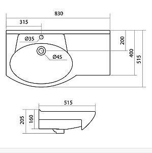 Тумба с раковиной Style Line Эко Стандарт №25 82 для ванной в интернет-магазине Sanbest