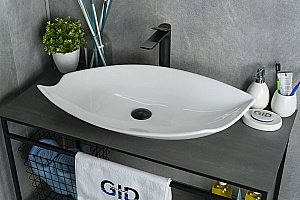 Раковина накладная Gid Creativo 74 N9178 51171 белая купить в интернет-магазине Sanbest