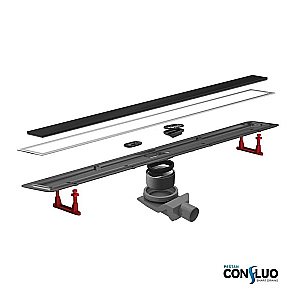 Душевой трап PESTAN Confluo Premium Glass Line 450 черное стекло/матовый хром купить в интернет-магазине Sanbest