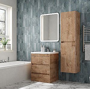 Тумба с раковиной Art&Max Family-M 58 напольная, дуб харбор золотой для ванной в интернет-магазине Sanbest