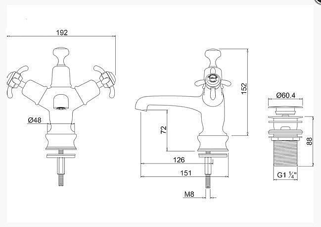 Смеситель для раковины Burlington Regent ANR6-QT купить в интернет-магазине сантехники Sanbest
