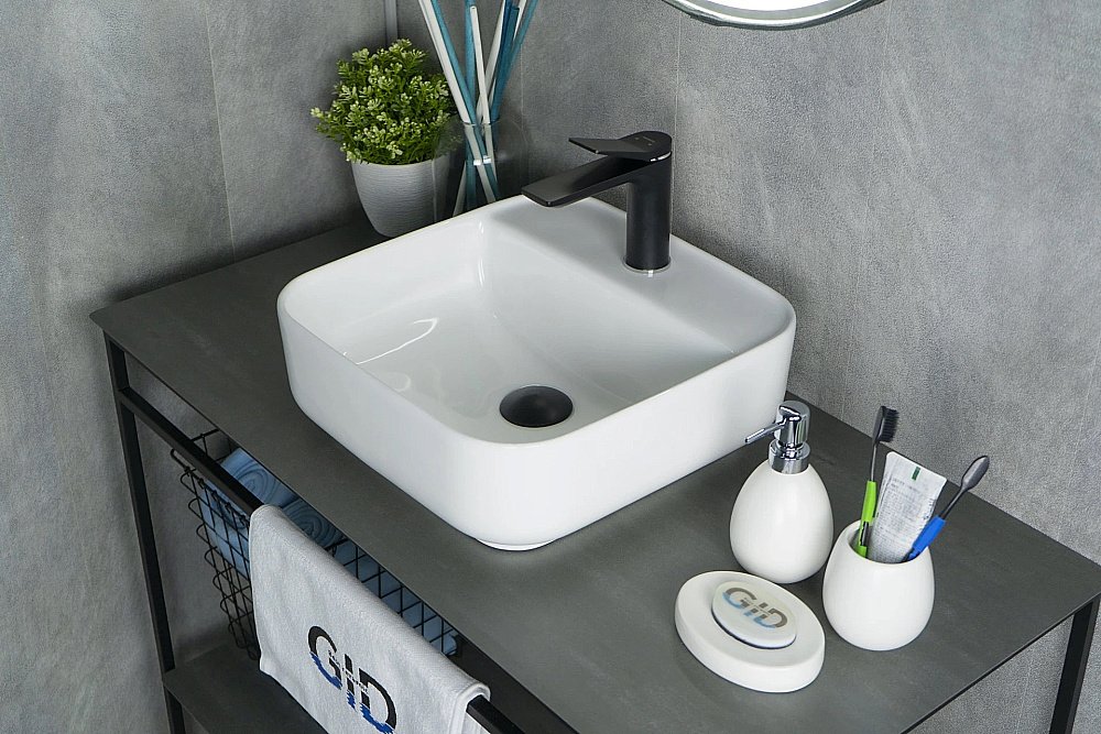 Раковина накладная Gid Geometrico 38,5 N9044 51165 белая купить в интернет-магазине Sanbest