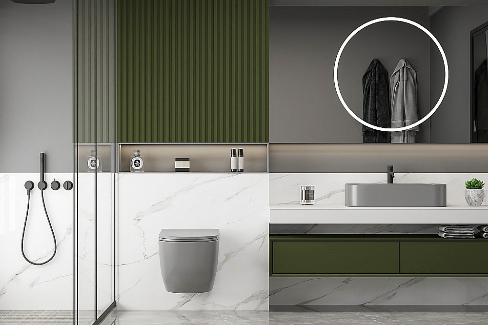 Унитаз подвесной ABBER Bequem AC1103MG с крышкой микролифт, безободковый, серый матовый купить в интернет-магазине Sanbest