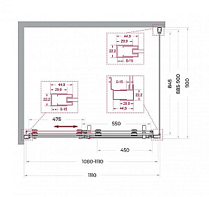 Душевой уголок BelBagno Marino 2-AH-1 110x90 стекло прозрачное/профиль оружейная сталь купить в интернет-магазине Sanbest