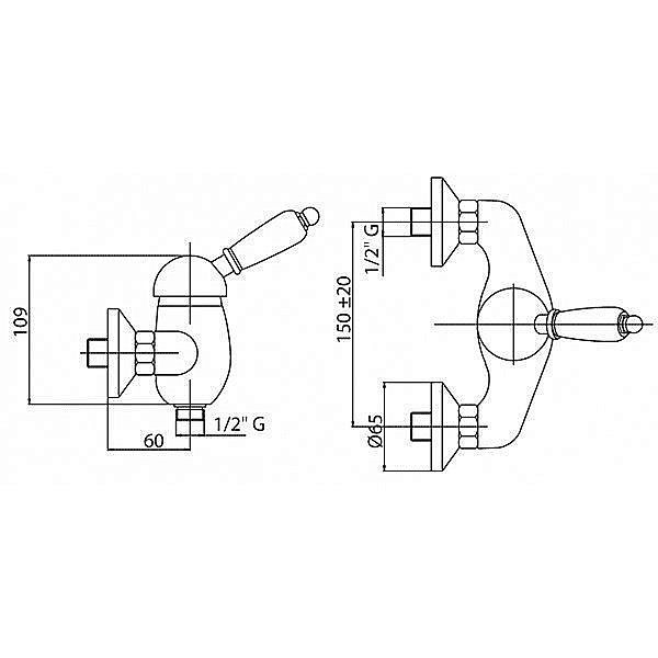 Смеситель для душа Cezares ELITE-D-02-Bi бронза купить в интернет-магазине сантехники Sanbest