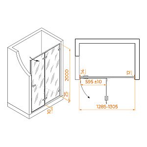 Душевая дверь RGW Stilvoll SV-004B 130 353200413-14 стекло прозрачное/профиль черный купить в интернет-магазине Sanbest