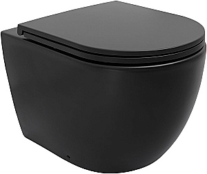 Унитаз приставной Allen Brau Reality 4.32004.31 черный матовый, безободковый, с крышкой микролифт купить в интернет-магазине Sanbest