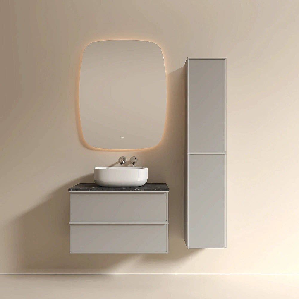 Тумба с раковиной и столешницей Sancos Velta 80 VL80WG+CN6018 теплый серый матовый/раковина белая для ванной в интернет-магазине Sanbest