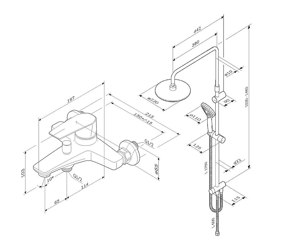 Душевая система AM.PM Gem F40890A14 купить в интернет-магазине сантехники Sanbest