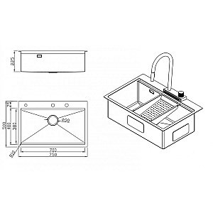 Мойка кухонная Milacio Denia 75 Steel MC.77420 нержавеющая сталь купить в интернет-магазине сантехники Sanbest