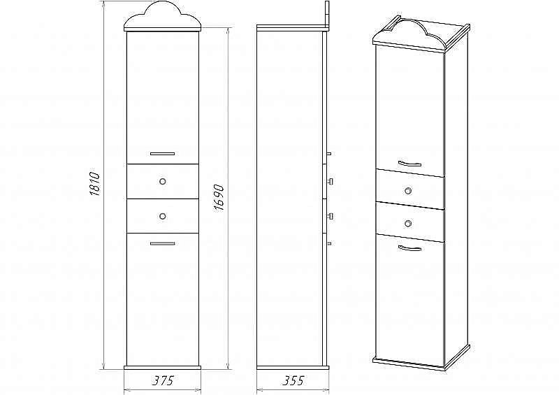 Пенал напольный Misty Roma 37,5 бежевый для ванной в интернет-магазине сантехники Sanbest