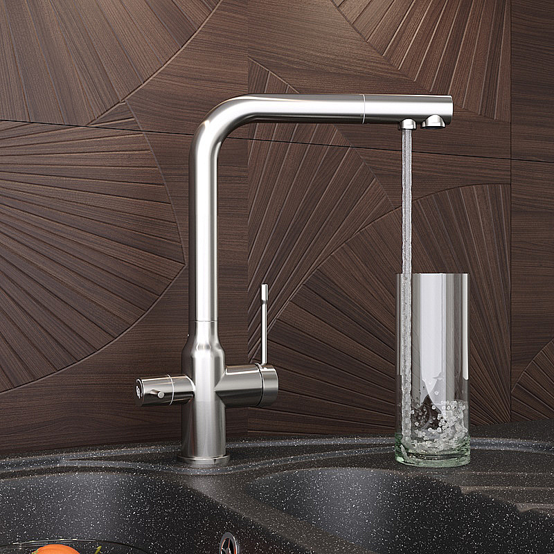 Смеситель для кухни Elghansa 56A5026-Steel нержавеющая сталь матовая купить в интернет-магазине сантехники Sanbest