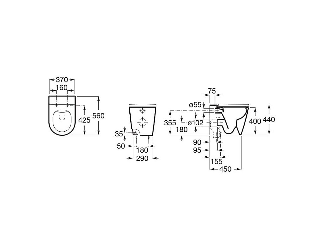 Унитаз приставной Roca Inspira Round Rimless 347526660 безободковый, кофейный купить в интернет-магазине Sanbest