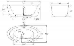 Ванна BelBagno BB67 1700 купить в интернет-магазине Sanbest