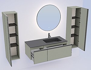 Тумба с раковиной Armadi Art QUATRO 2 140 LUNA/профиль ANTHRACITE/раковина ANTHRACITE для ванной в интернет-магазине Sanbest