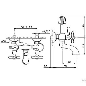 Смеситель для ванны Nicolazzi Nuova Brenta 2501GB золото купить в интернет-магазине сантехники Sanbest