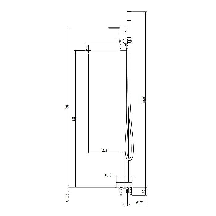 Смеситель для ванны Gattoni Circle One 9008/90NO купить в интернет-магазине сантехники Sanbest