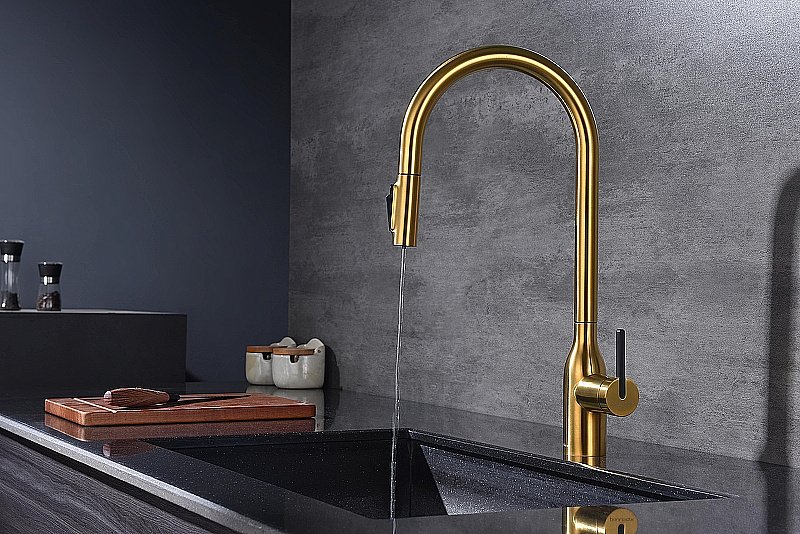 Смеситель для кухни Paulmark Universal Un213880-BG брашированное золото купить в интернет-магазине сантехники Sanbest