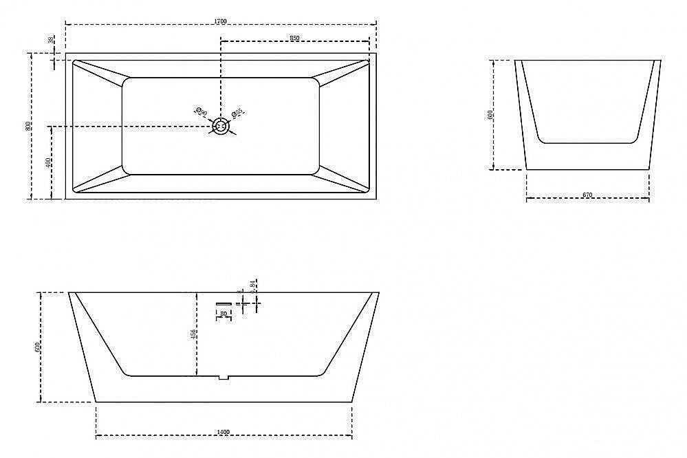 Акриловая ванна ABBER AB9224-1.7 170х80 купить в интернет-магазине Sanbest