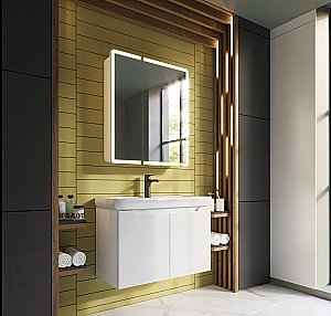 Шкаф зеркальный c LED-подсветкой Dreja POINT 70x80 белый купить в интернет-магазине сантехники Sanbest