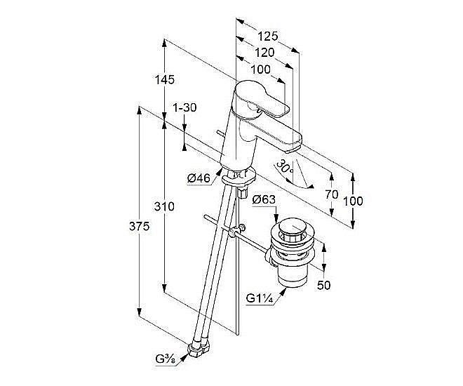 Смеситель для раковины Kludi Pure&Easy 373820565 купить в интернет-магазине сантехники Sanbest