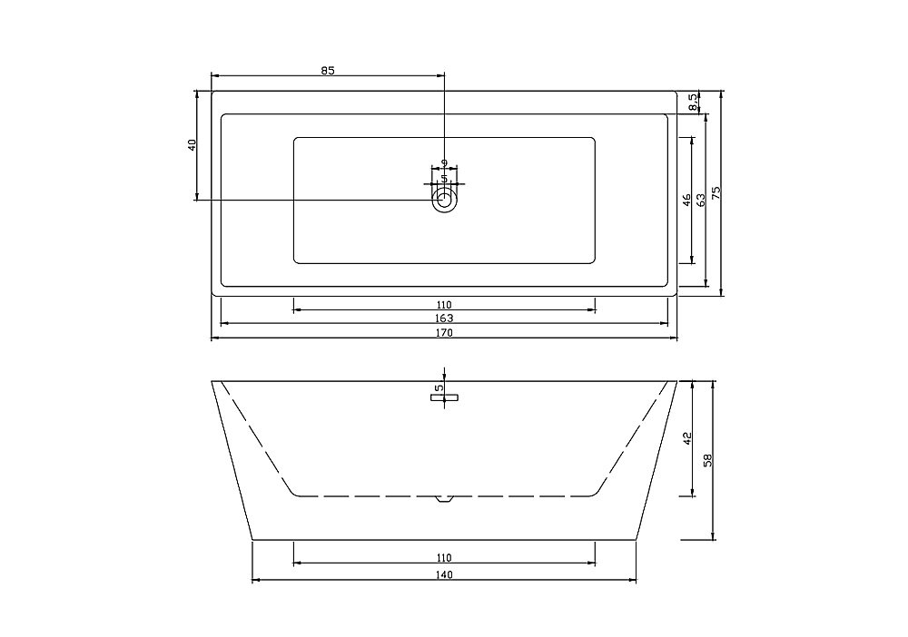 Ванна акриловая CeruttiSpa LUGANO 170х75 9344 белая купить в интернет-магазине Sanbest