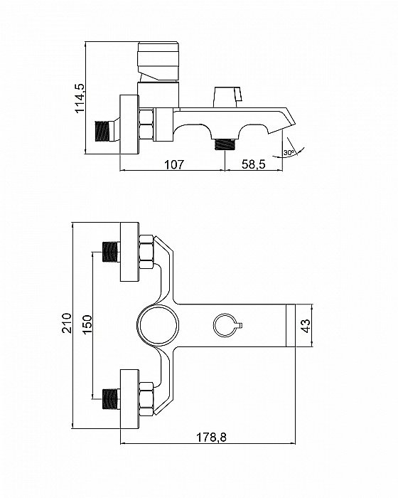 Смеситель для ванны Orange Sole M03-100cr купить в интернет-магазине сантехники Sanbest