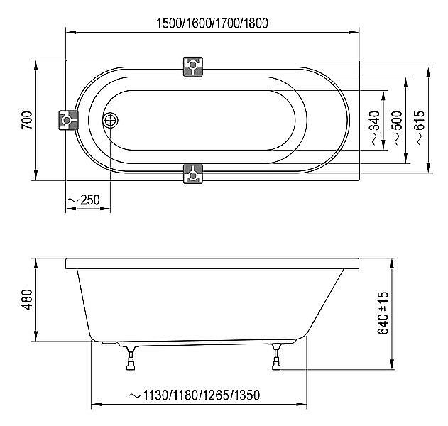 Ванна акриловая Ravak Sonata II C633R00000 150x70 белая купить в интернет-магазине Sanbest