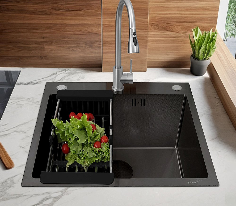 Кухонная мойка CeruttiSpa GLORIA50B nano black CT11256 графит купить в интернет-магазине сантехники Sanbest