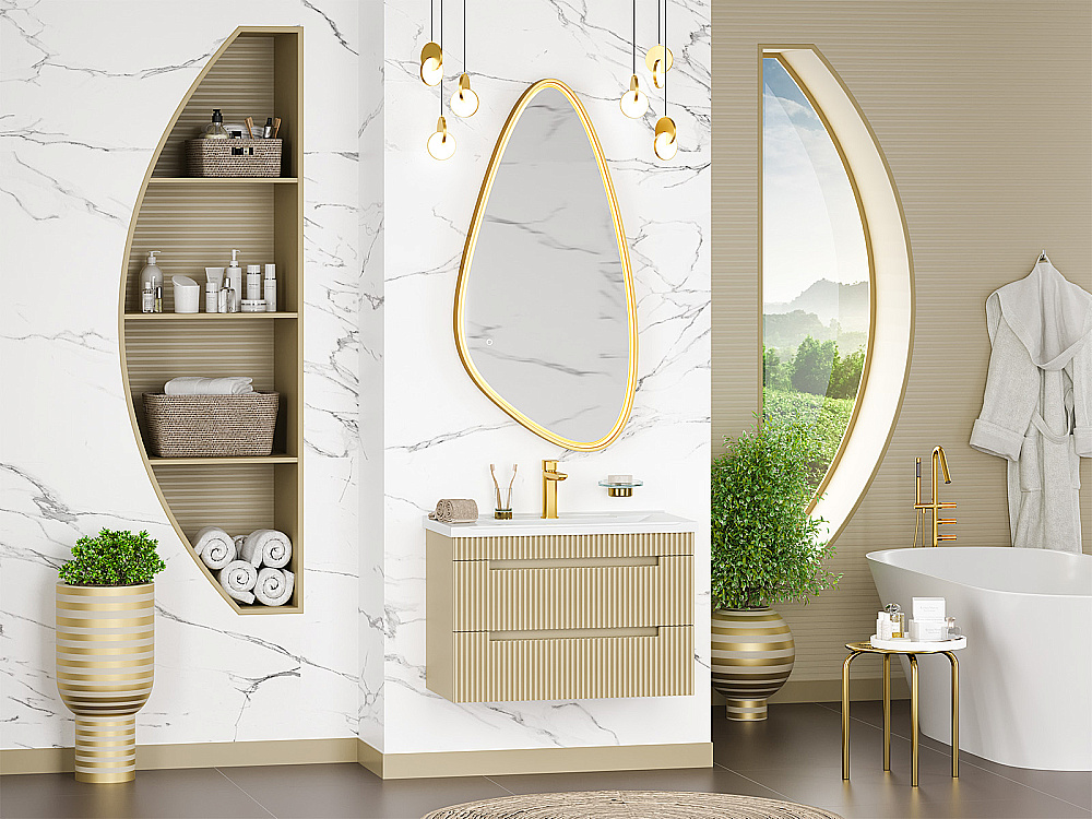 Тумба с раковиной подвесная Brevita Арьяна 80 ARI-01080-03062Я капучино для ванной в интернет-магазине Sanbest