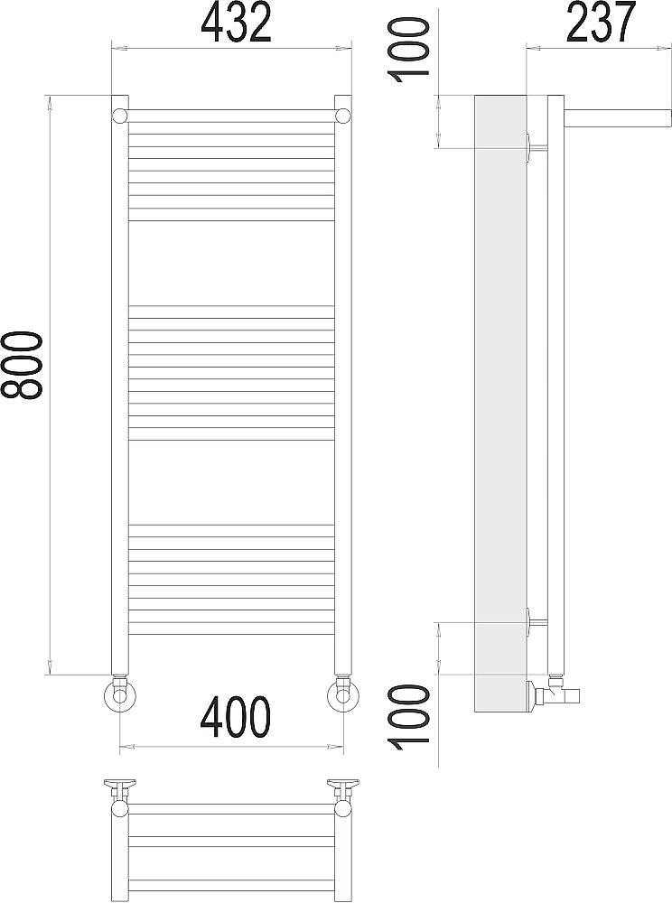 Полотенцесушитель водяной с полочкой Terminus Аврора П16 400х800 купить в интернет-магазине сантехники Sanbest