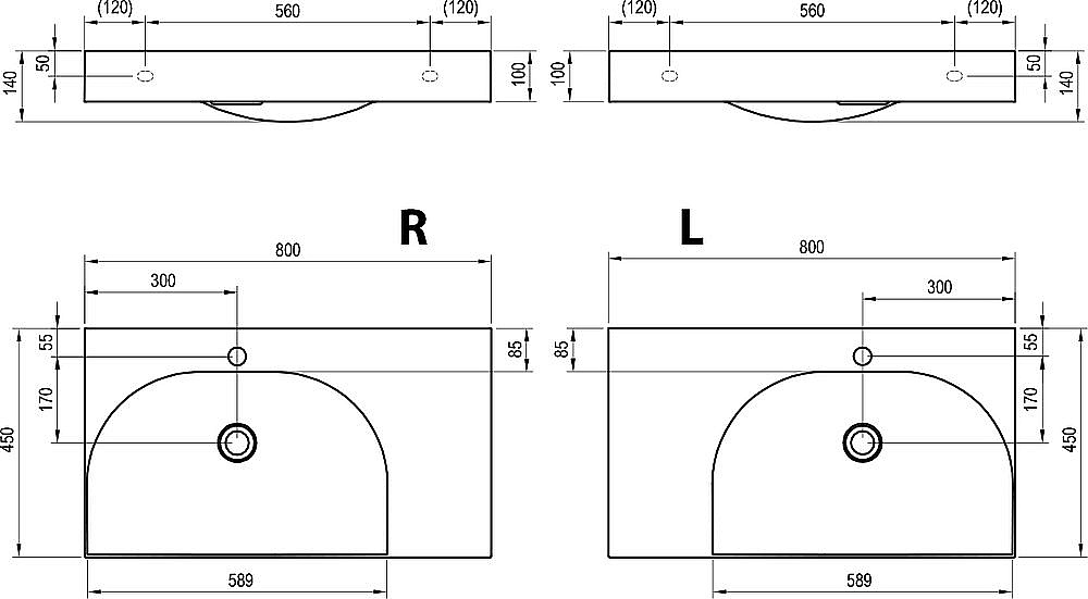Раковина Ravak Lite XJX1280001 белый купить в интернет-магазине Sanbest