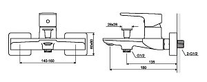 Смеситель для ванны Excellent Keria 2005 BL купить в интернет-магазине сантехники Sanbest