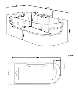 Ванна акриловая с гидромассажем CeruttiSpa С-403A 170x80 с гидромассажем белая купить в интернет-магазине Sanbest