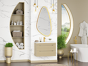 Тумба с раковиной подвесная Brevita Арьяна 80 ARI-01080-03062Я капучино для ванной в интернет-магазине Sanbest