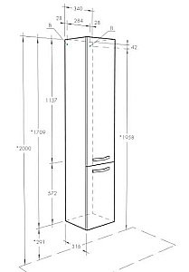 Шкаф Акватон Ария М 34 белый глянцевый для ванной в интернет-магазине сантехники Sanbest