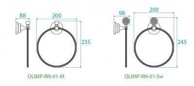 Полотенцедержатель-кольцо Cezares OLIMP-RN-03/24-M золото