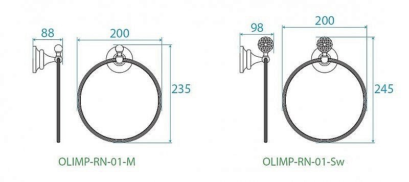 Полотенцедержатель-кольцо Cezares OLIMP-RN-03/24-M золото купить в интернет-магазине сантехники Sanbest