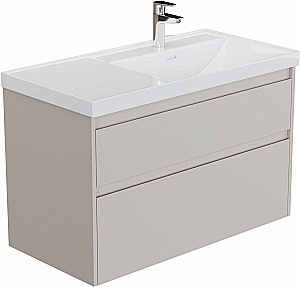 Тумба с раковиной Aquanet Nova Lite 2.0 90 346324+347436 бежевая матовая, правосторонняя для ванной в интернет-магазине Sanbest