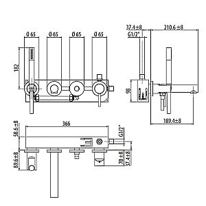Смеситель для ванны Gattoni Circle One 9005/90NO купить в интернет-магазине сантехники Sanbest