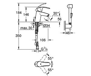 Смеситель для раковины Grohe Eurosmart New 23124002 купить в интернет-магазине сантехники Sanbest