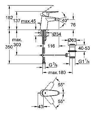 Смеситель для биде Grohe Eurodisc Cosmopolitan 33244 002 купить в интернет-магазине сантехники Sanbest