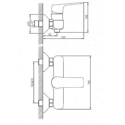 Смеситель для душа Koller Pool Kvadro Start KS0400 хром купить в интернет-магазине сантехники Sanbest