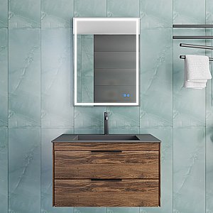 Тумба с раковиной Vincea Chiara 2D 80 VMC-2C2800CO/VCB-13800G тёмный дуб/раковина серая для ванной в интернет-магазине Sanbest