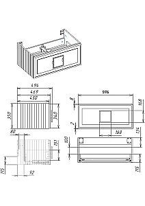 Тумба с раковиной LA FENICE Cubo Blu Grigio 100 синяя, столешница белая/ручка черная для ванной в интернет-магазине Sanbest