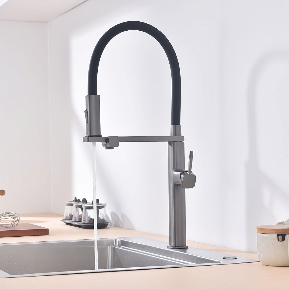 Смеситель для кухни Vincea VKF-119GM вороненая сталь купить в интернет-магазине сантехники Sanbest