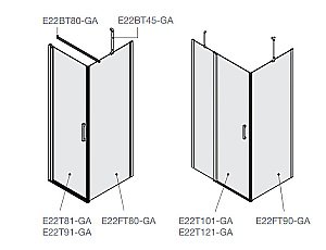 Душевой уголок Jacob Delafon CONTRA E22T101/E22FT80-GA 100х80 стекло прозрачное/профиль хром купить в интернет-магазине Sanbest